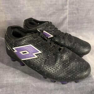 Lotto Storm Girls Soccer Cleats Black Purple Size 2 US Firm Ground Shoes Youth
